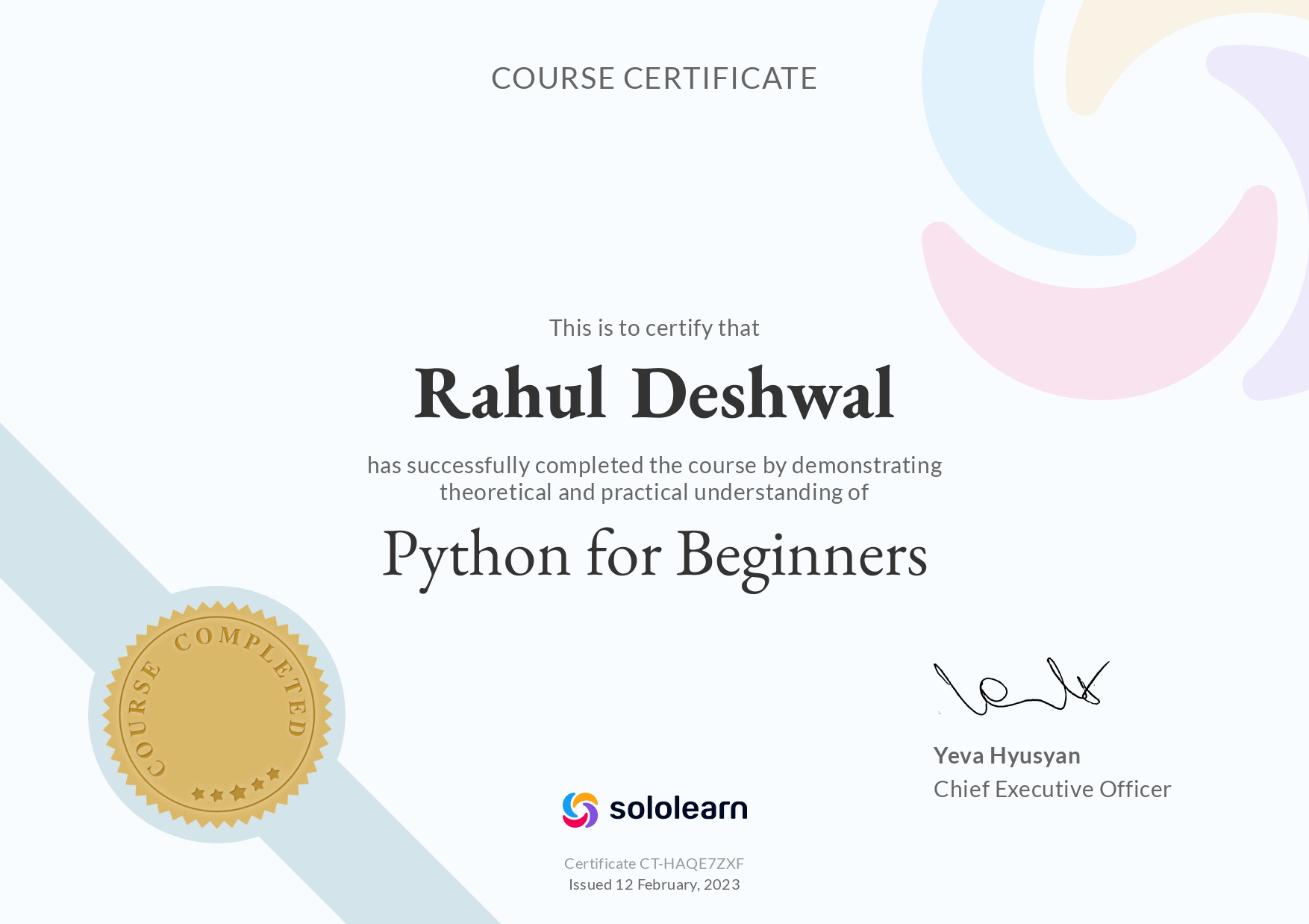 Python Beginner Certificate